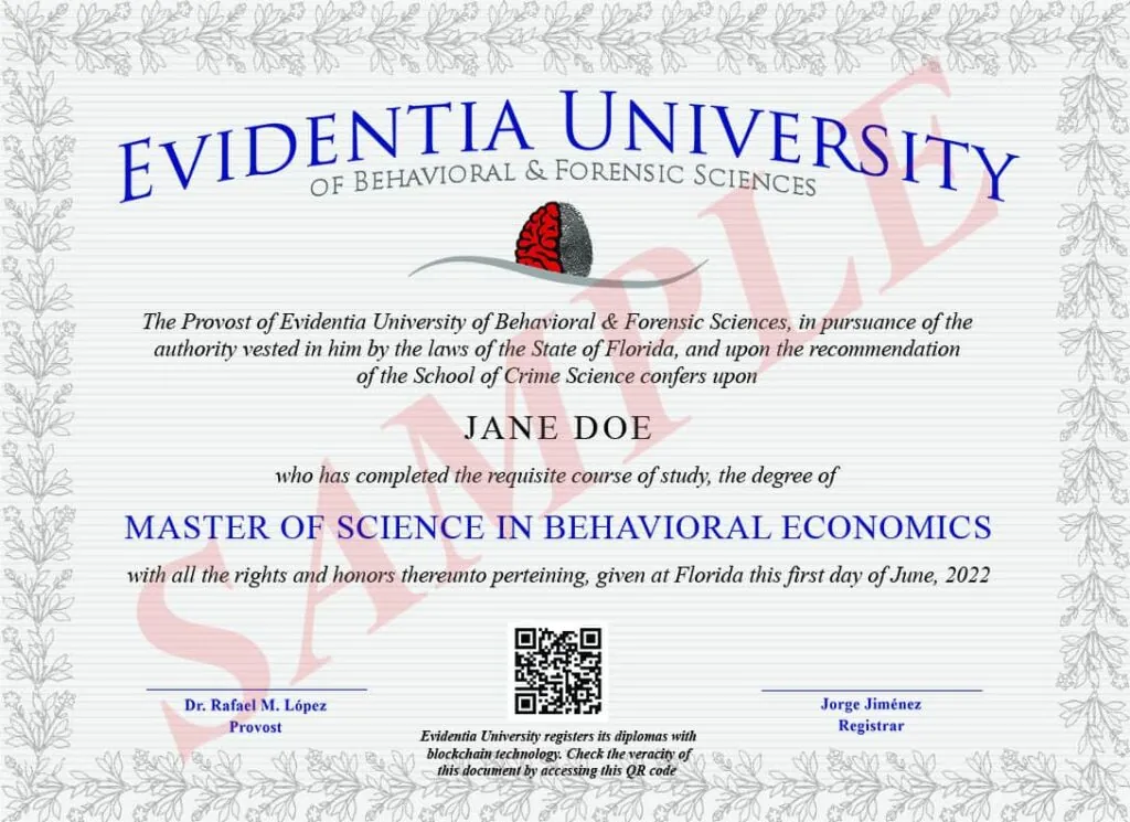 Diploma Master of Science Evidentia University